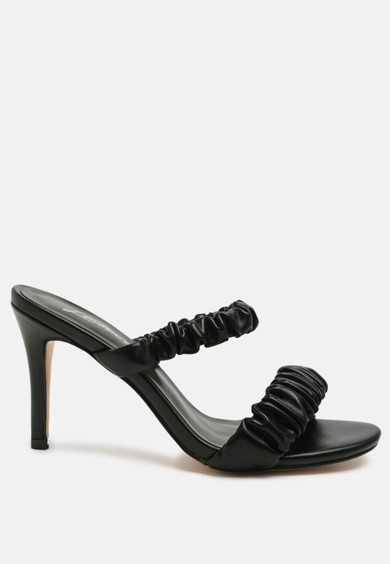 qualie ruched strap stiletto heel sandals by London Rag