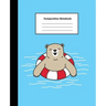 Composition Notebook: Smiling Brown Bear in Blue Swimming Pool Wide Ruled Note