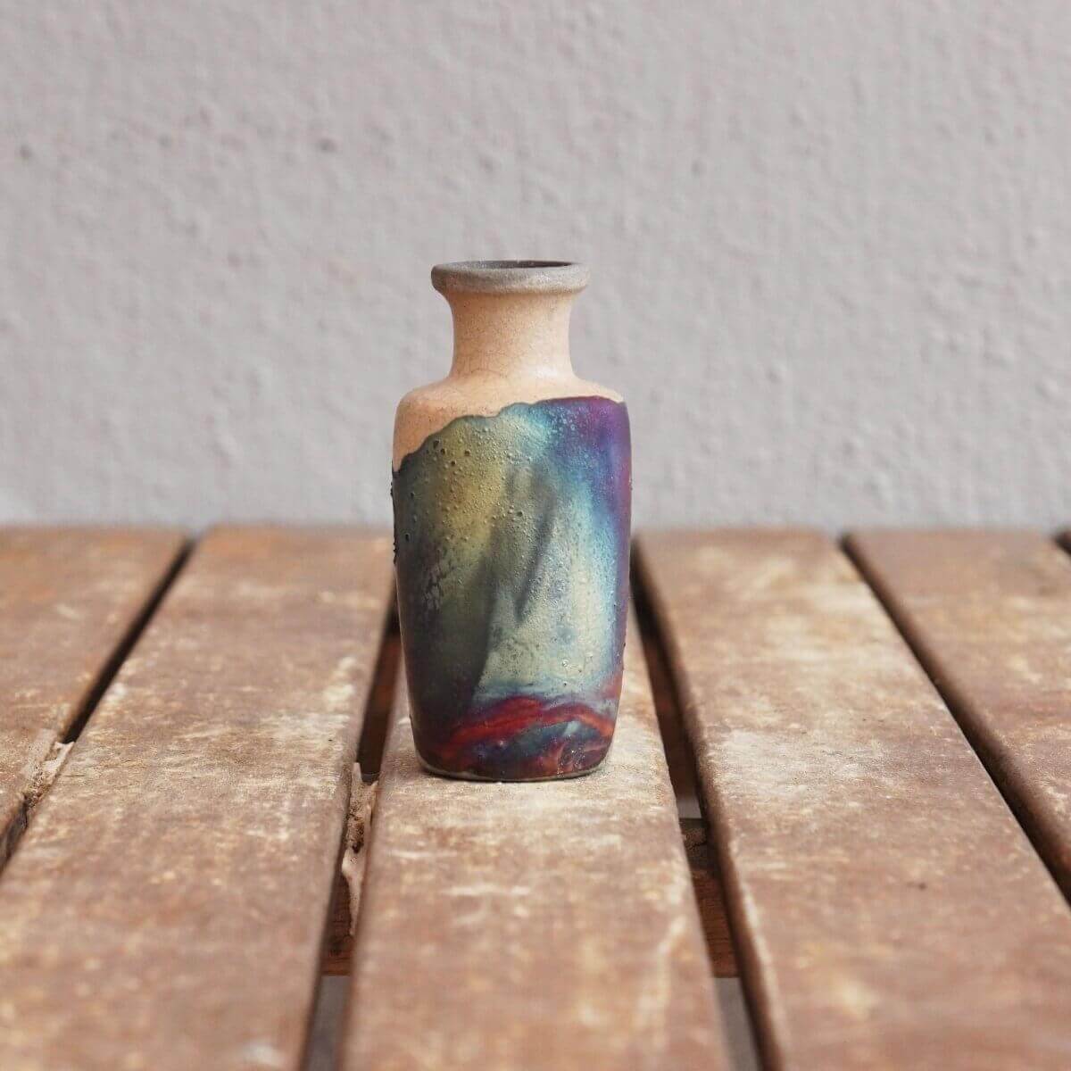 RAAQUU Hana E Mini Ceramic Vase 3.5" Raku Fired Pottery Gift by RAAQUU