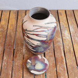 RAAQUU Omoide Ceramic Urn (Pre-Order) for Adult Remains - Raku Pottery 170 cubic inches Unique Handmade Cremation Vessel for Ashes, Pets, Cats, Dogs by RAAQUU