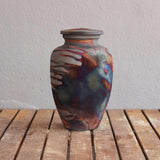 RAAQUU Omoide Ceramic Urn (Pre-Order) for Adult Remains - Raku Pottery 170 cubic inches Unique Handmade Cremation Vessel for Ashes, Pets, Cats, Dogs by RAAQUU