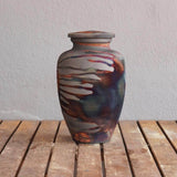 RAAQUU Omoide Ceramic Urn (Pre-Order) for Adult Remains - Raku Pottery 170 cubic inches Unique Handmade Cremation Vessel for Ashes, Pets, Cats, Dogs by RAAQUU