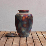 RAAQUU Omoide Ceramic Urn (Pre-Order) for Adult Remains - Raku Pottery 170 cubic inches Unique Handmade Cremation Vessel for Ashes, Pets, Cats, Dogs by RAAQUU