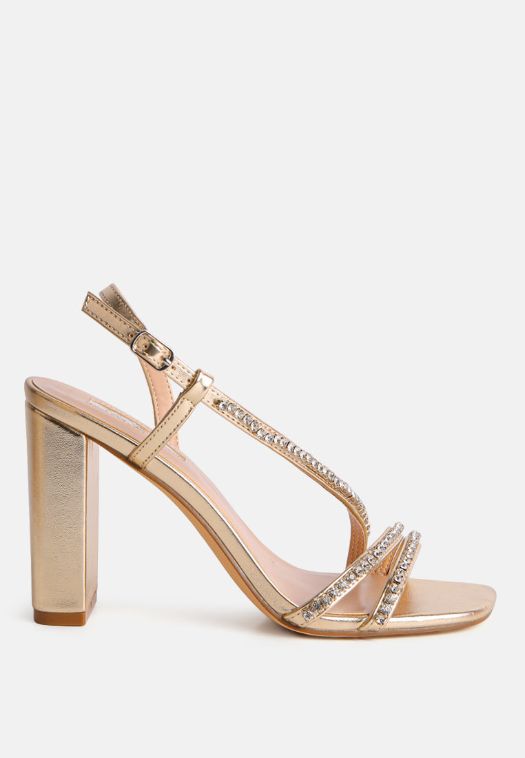 raisins pie diamante embellished block heel sandals by London Rag