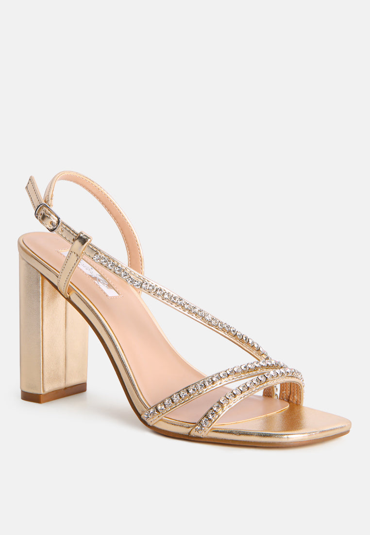 raisins pie diamante embellished block heel sandals by London Rag