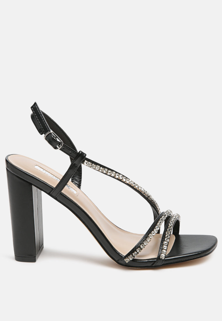 raisins pie diamante embellished block heel sandals by London Rag