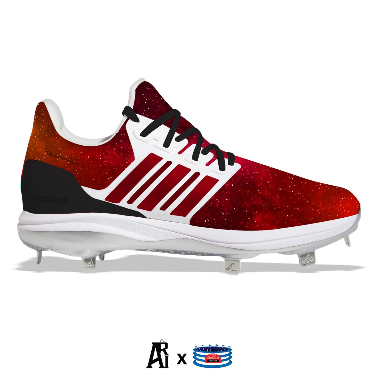 "Red Galaxy" Adidas Ultraboost DNA 5.0 Cleats by Stadium Custom Kicks