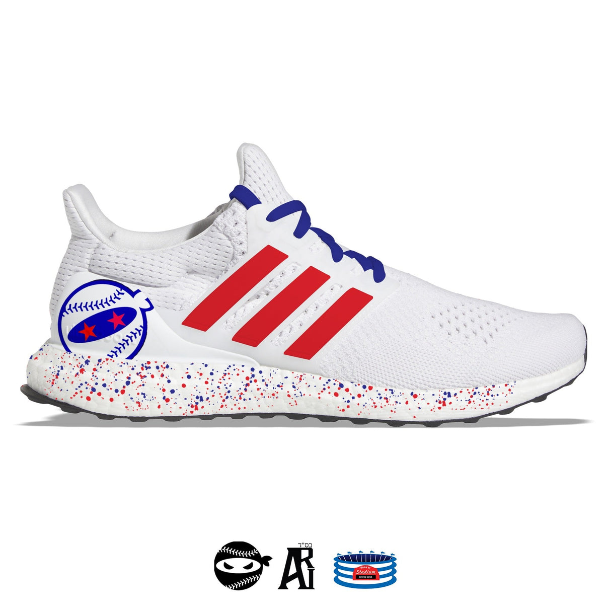 "Red, White & Blue Star Eyes- Pitching Ninja" Adidas Ultraboost DNA 1.0 Shoes by Stadium Custom Kicks