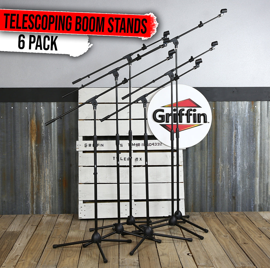 Microphone Boom Stand with Mic Clip Adapter (Pack of 6) by GRIFFIN - Adjustable Holder Mount by GeekStands.com