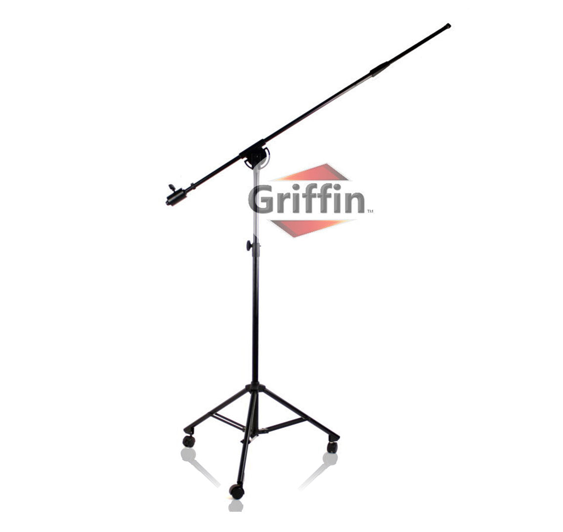 GRIFFIN Professional Studio Microphone Boom Stand with Casters - Extended Height Recording Mic Holder Tripod on Wheels - Tall Telescoping Arm Mount by GeekStands.com