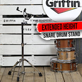 Extended Height Snare Drum Stand by GRIFFIN - Tall Adjustable Height Snare Stand For Practice Pad by GeekStands.com