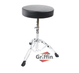 Drum Throne Stand by GRIFFIN - Padded Drummer’s Seat - Drum Set Percussion Chair for Adults - Musicians Guitar Stool Double Braced Hardware by GeekStands.com