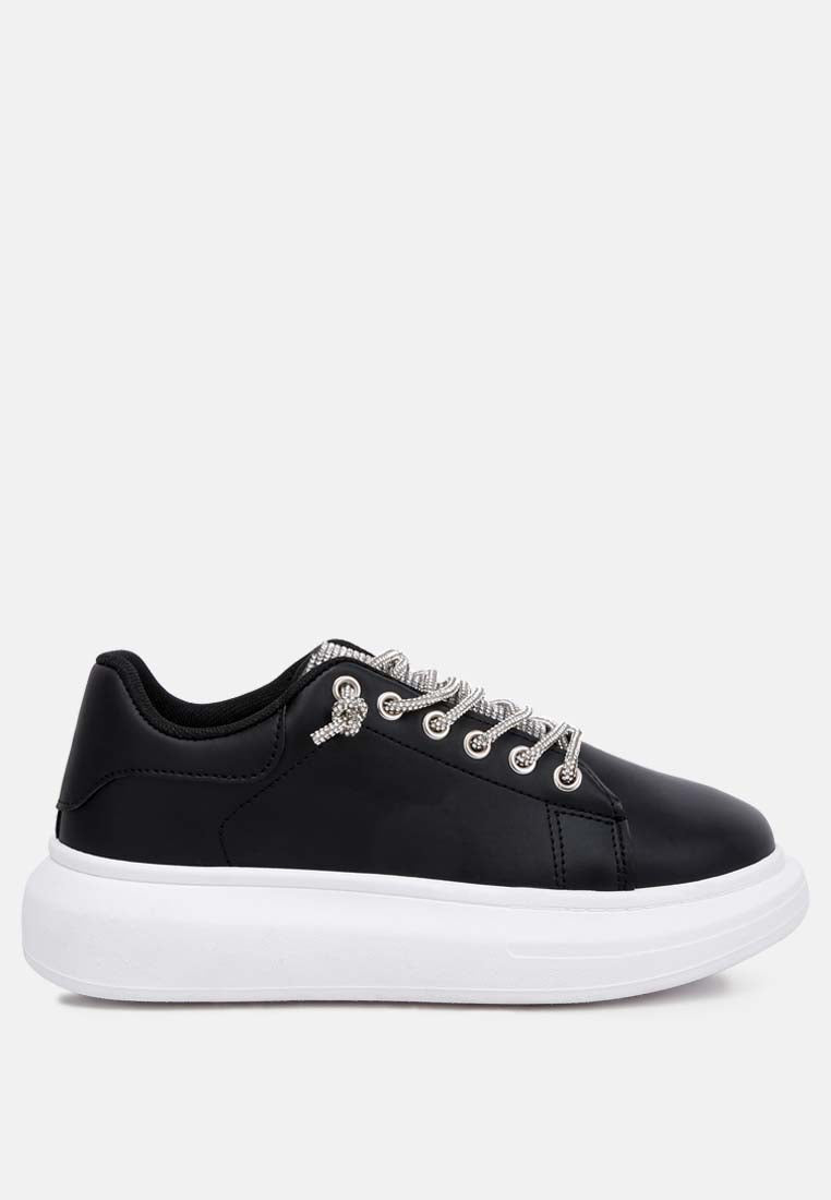 Jaxen Rhinestones Lace Up Sneakers by London Rag