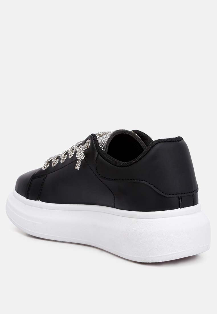 Jaxen Rhinestones Lace Up Sneakers by London Rag