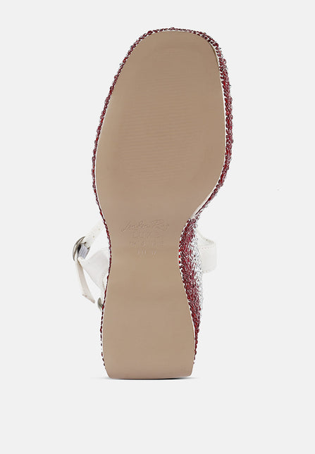 richness rhinestones embellished ultra high wedge sandals by London Rag
