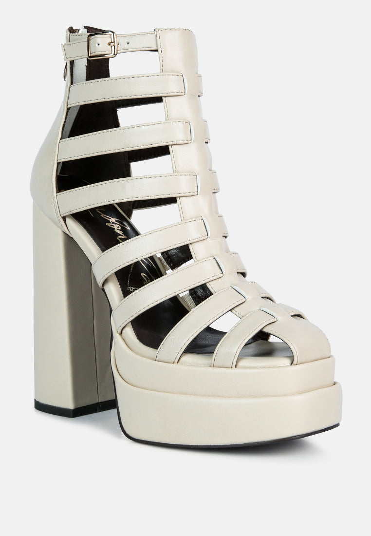 rielle high Platform cage boot sandals by London Rag