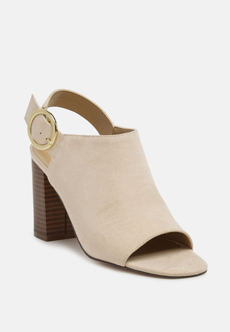 roisin stacked block heel faux suede sandals by London Rag