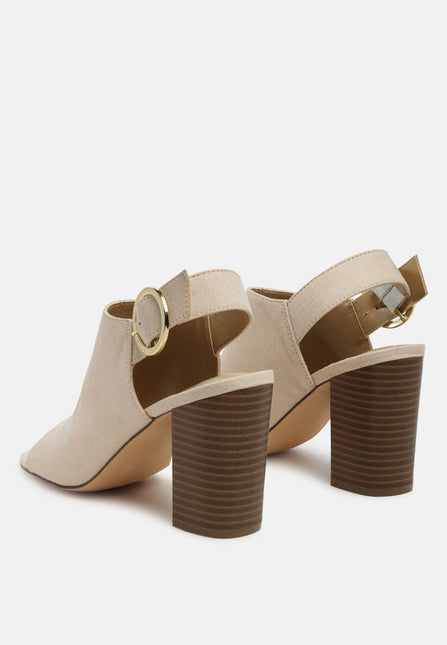 roisin stacked block heel faux suede sandals by London Rag