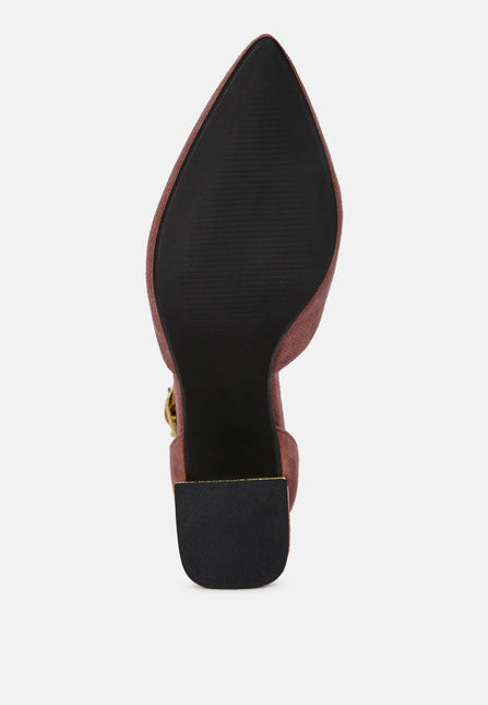 rory metallic sling detail block heel sandals by London Rag