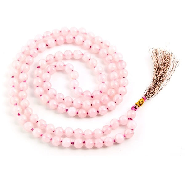 108 Japa Mala Prayer Beads Rose Quartz - 8mm by OMSutra