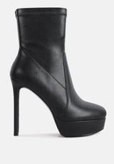 rossetti stretch pu high heel ankle boots by London Rag