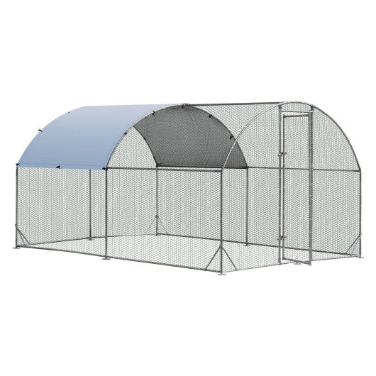 6.2 Feet/12.5 Feet/19 FeetLarge Metal Chicken Coop Outdoor Galvanized Dome Cage with Cover-M