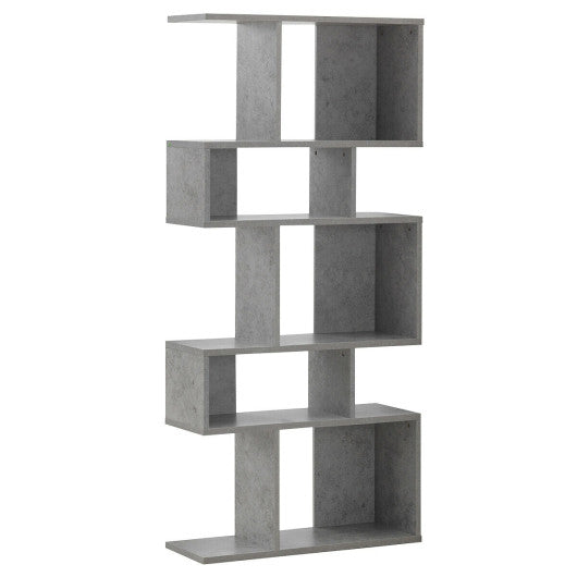 5 Cubes Ladder Shelf Corner Bookshelf Display Rack Bookcase-Gray