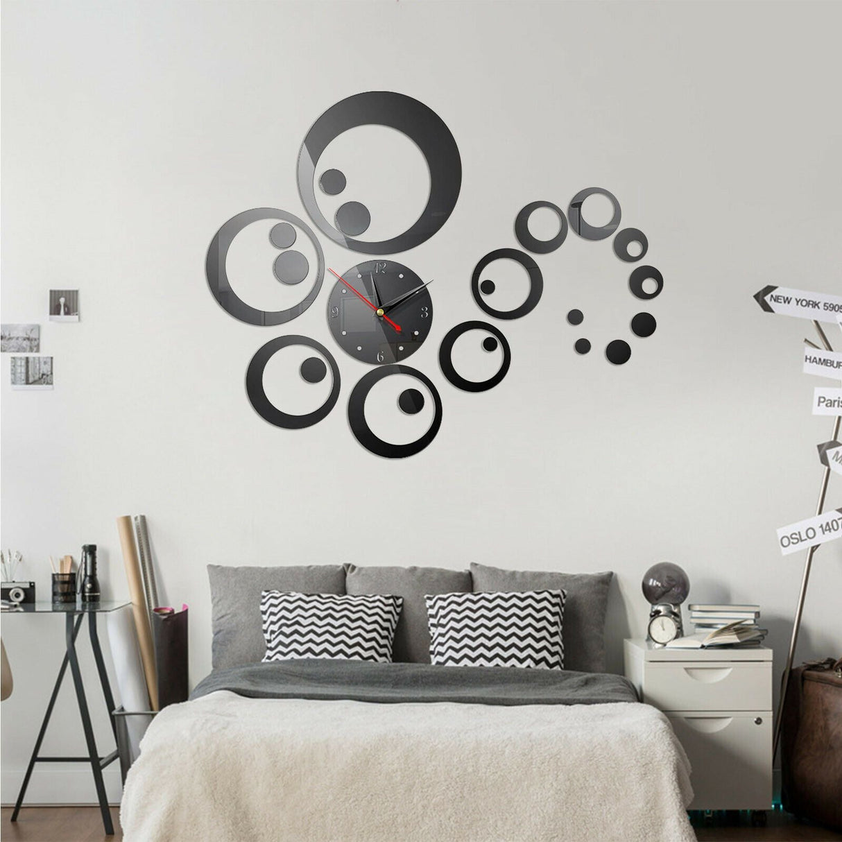 3D DIY  Home Modern Large Wall Clock Sticker Home Room Decor Art Decor22 - Red _mkpt44 by Js House