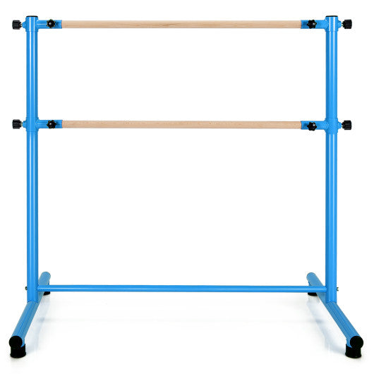 47 Inch Double Ballet Barre with Anti-Slip Footpads-Blue