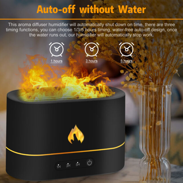 Flame Essential Oil Diffuser,  Air Humidifier, 250ml Aromatherapy Diffuser,  Night Light _mkpt4 #ns23 by Js House