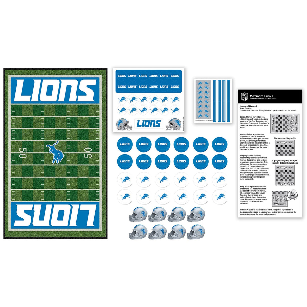 Detroit Lions Checkers Board Game by MasterPieces Puzzle Company INC