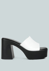 scandal slip on block heel sandals by London Rag