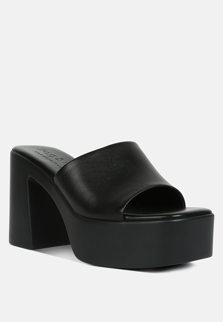 scandal slip on block heel sandals by London Rag