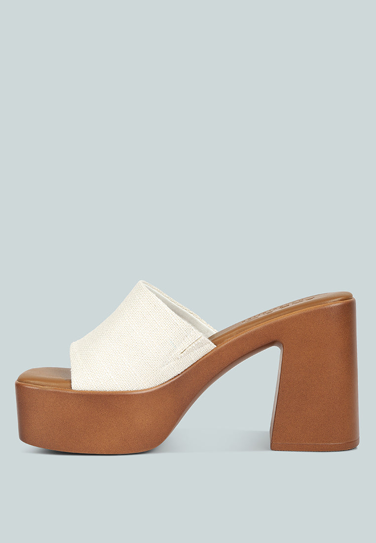 scandal slip on block heel sandals by London Rag