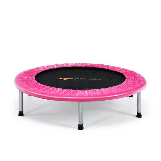 38 Inch Mini Folding Trampoline Portable Leisure Fitness Backboard-Pink