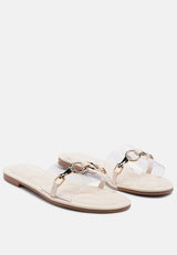 scoth clear buckled quilted slides by London Rag