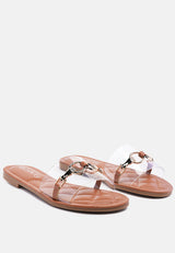 scoth clear buckled quilted slides by London Rag