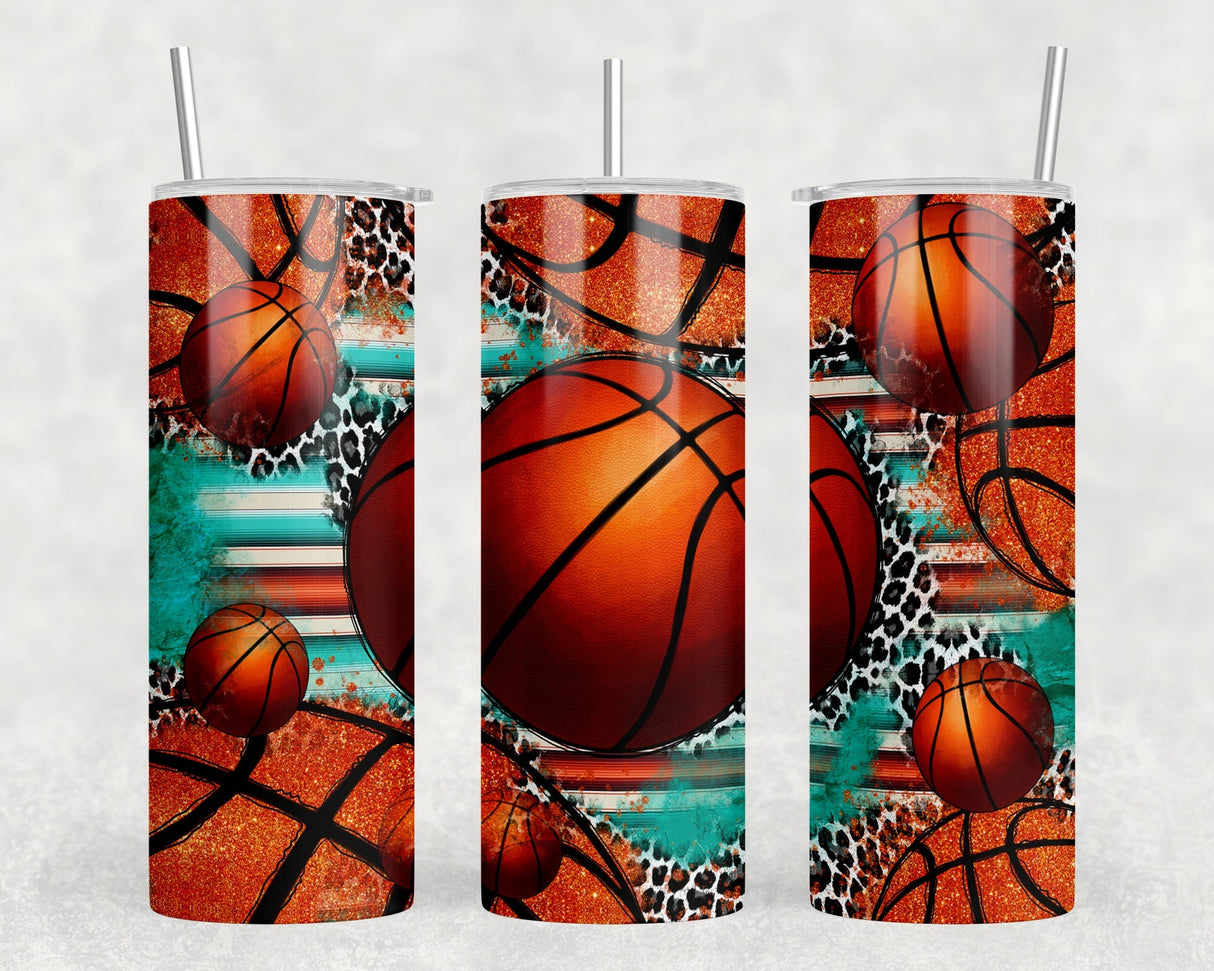 Serape Basketball|Skinny Tumbler|Optional Bluetooth Speaker| Speaker Color Varies by Rowdy Ridge Co