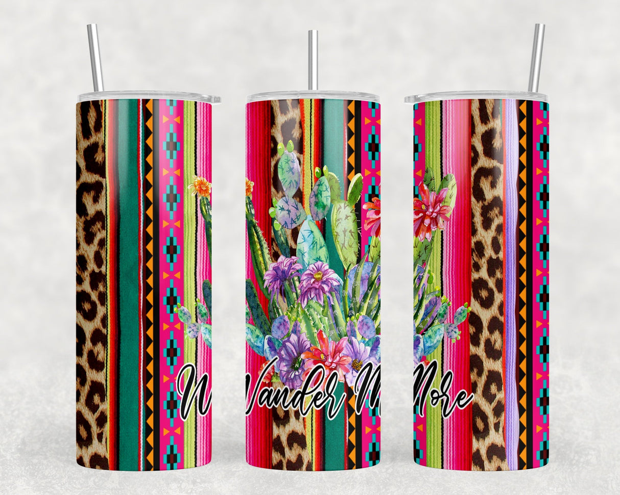 Serape Cactus  - 20 oz Steel Skinny Tumbler - Optional Blue Tooth Speaker - Speaker Color will Vary by Rowdy Ridge Co