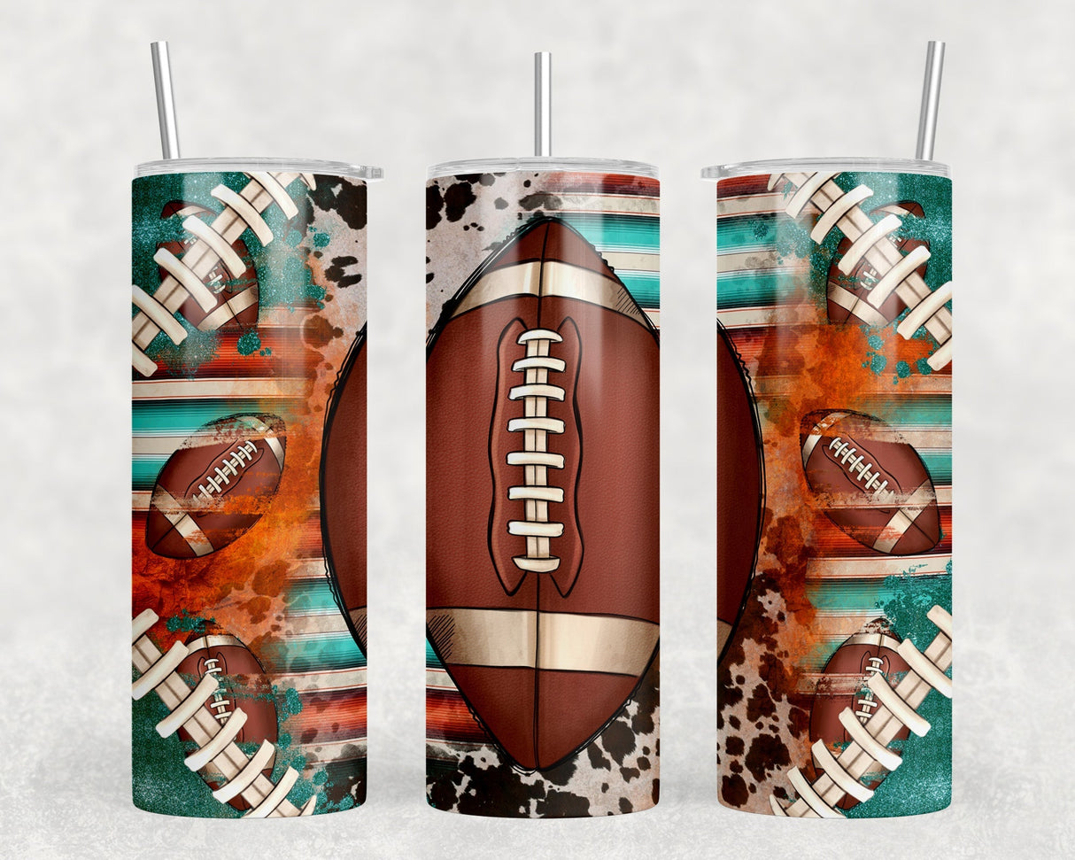 Serape Football|Skinny Tumbler|Optional Bluetooth Speaker| Speaker Color Varies by Rowdy Ridge Co