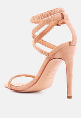 sherri ankle braided strap high heel sandals by London Rag