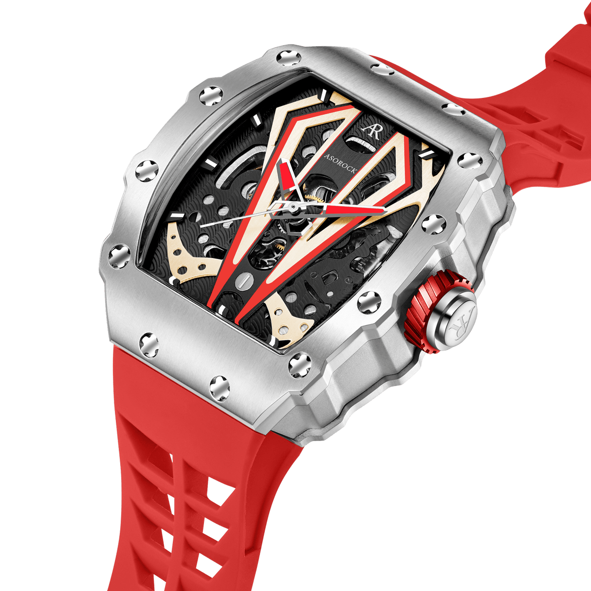 Silver/red Motorsport V2 automatic by ASOROCK WATCHES