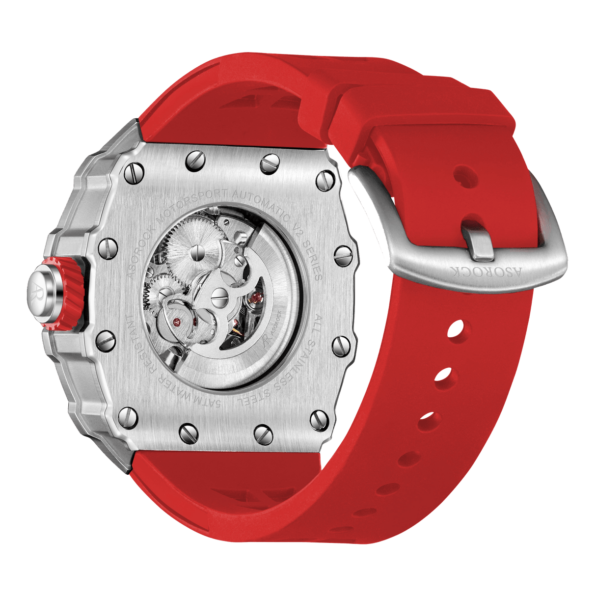 Silver/red Motorsport V2 automatic by ASOROCK WATCHES