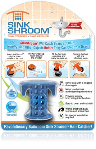 SinkShroom® (Blue) The Hair Catcher That Prevents Clogged Bathroom Sink Drains by TubShroom.com