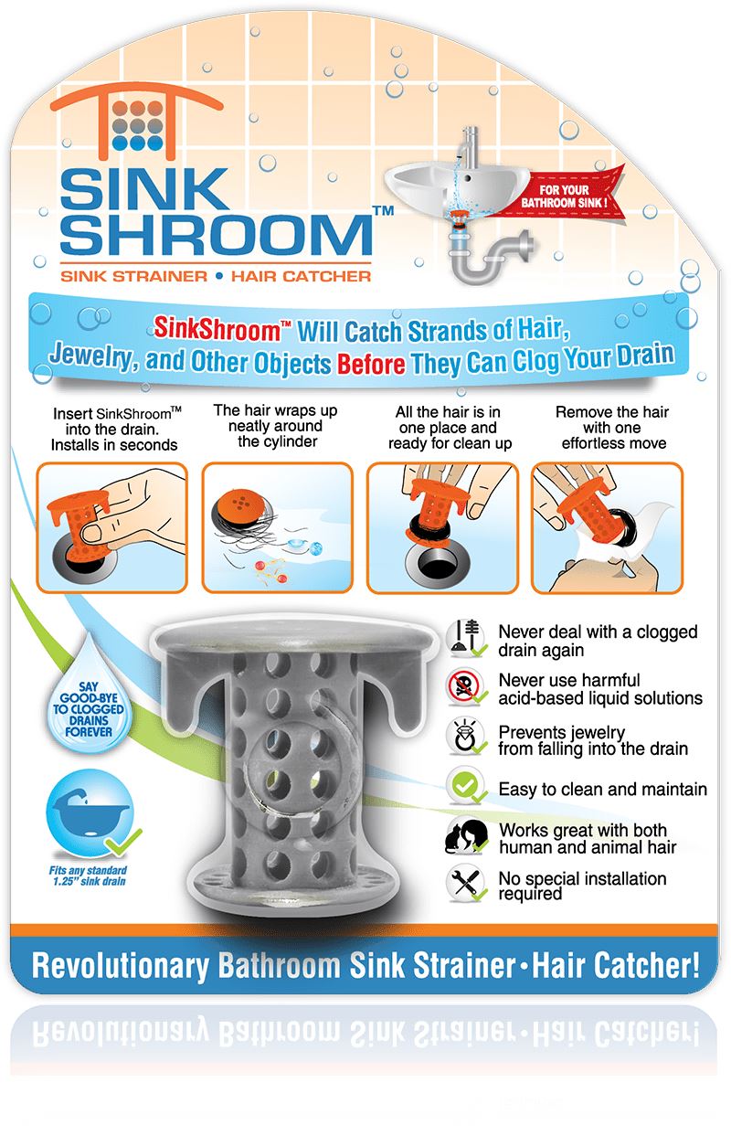 SinkShroom® (Gray) The Hair Catcher That Prevents Clogged Bathroom Sink Drains by TubShroom.com