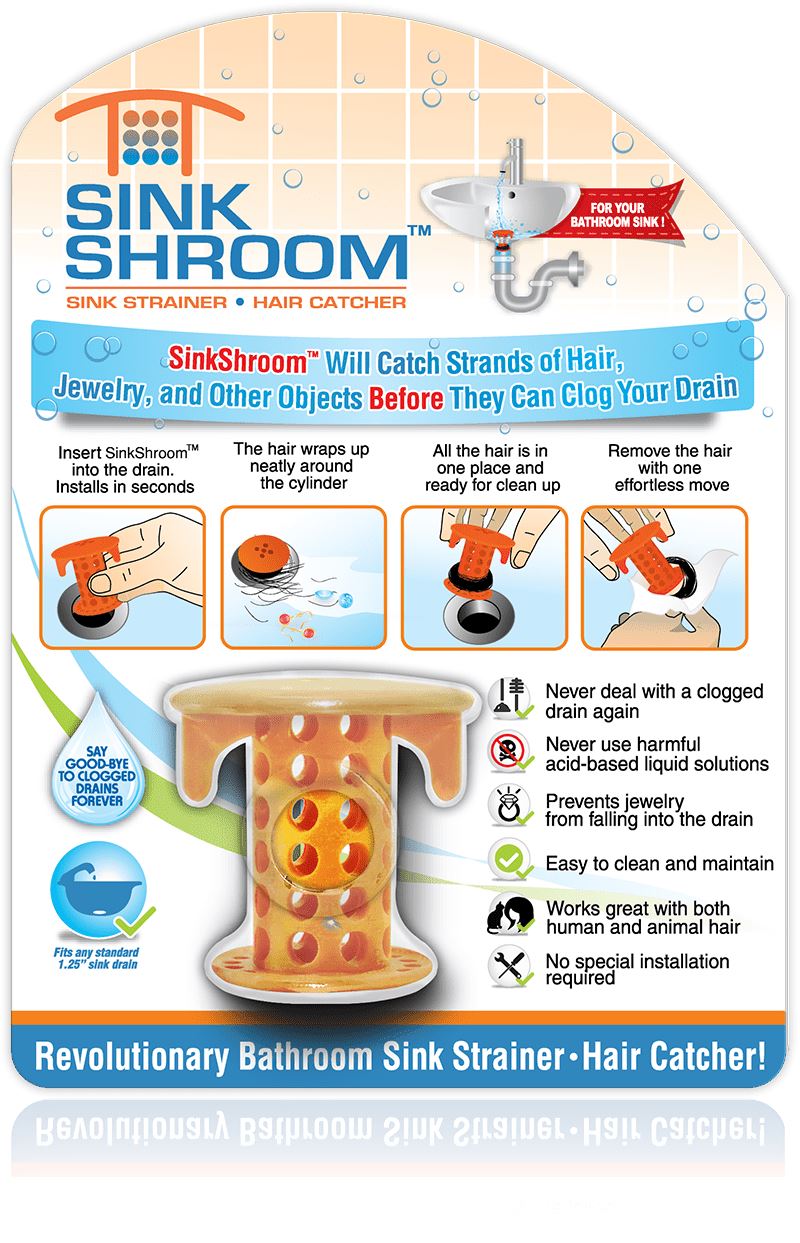 SinkShroom® (Orange) The Hair Catcher That Prevents Clogged Bathroom Sink Drains by TubShroom.com