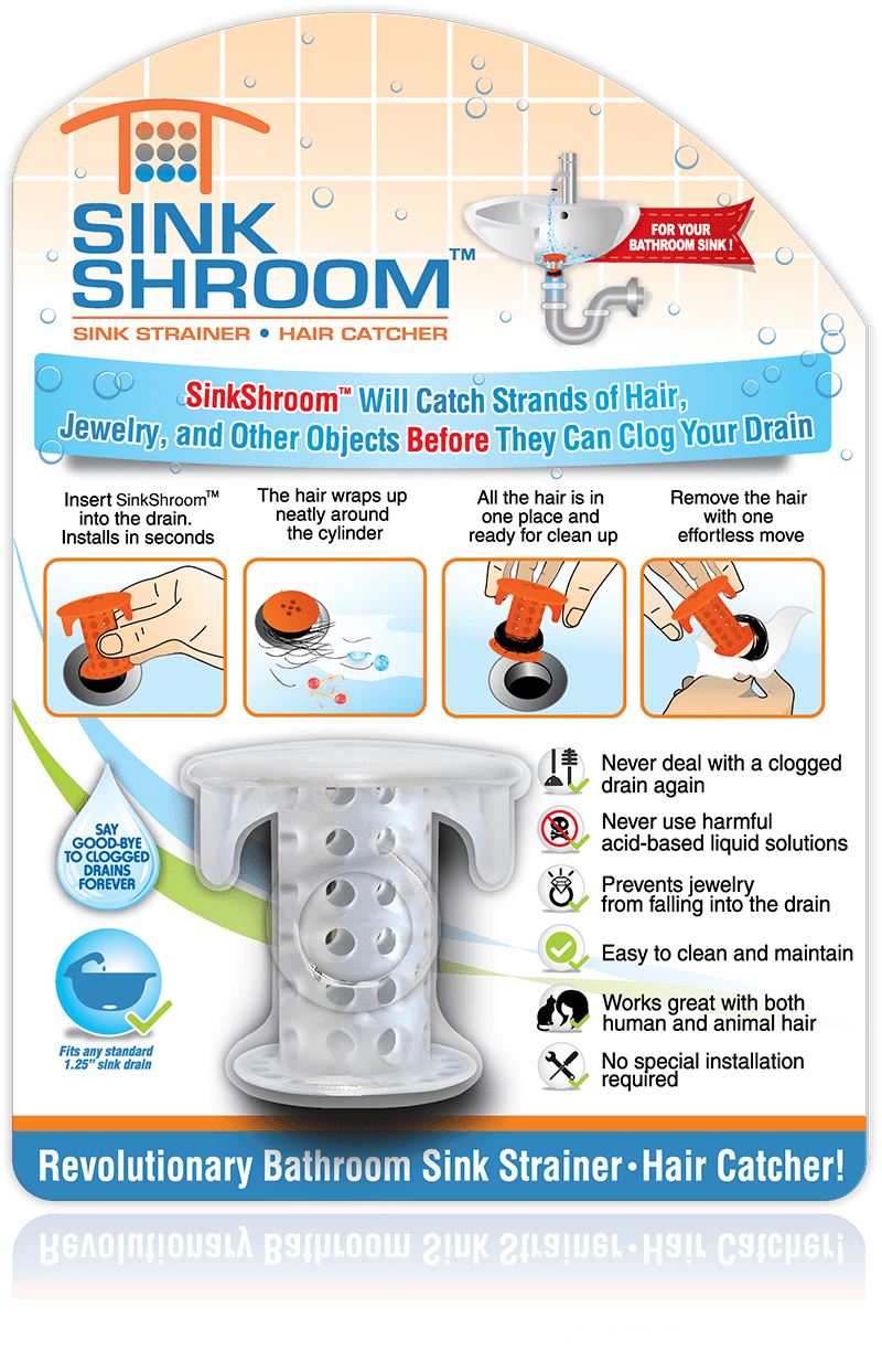 SinkShroom® (Clear) The Hair Catcher That Prevents Clogged Bathroom Sink Drains by TubShroom.com