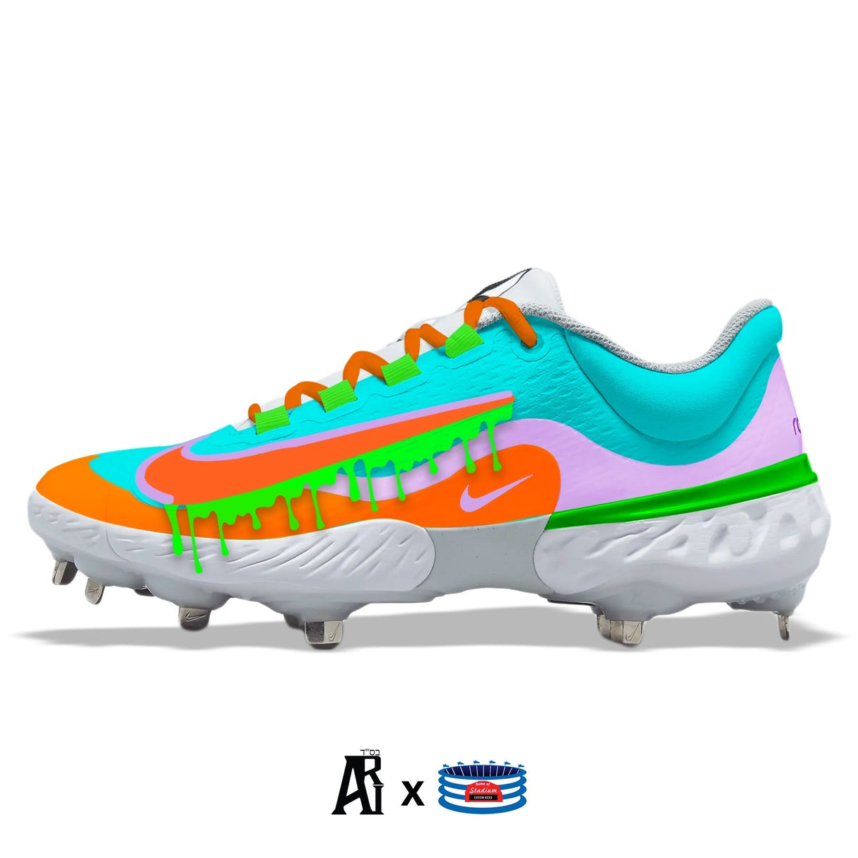 "Slime" Nike Alpha Huarache Elite 4 Low Cleats by Stadium Custom Kicks