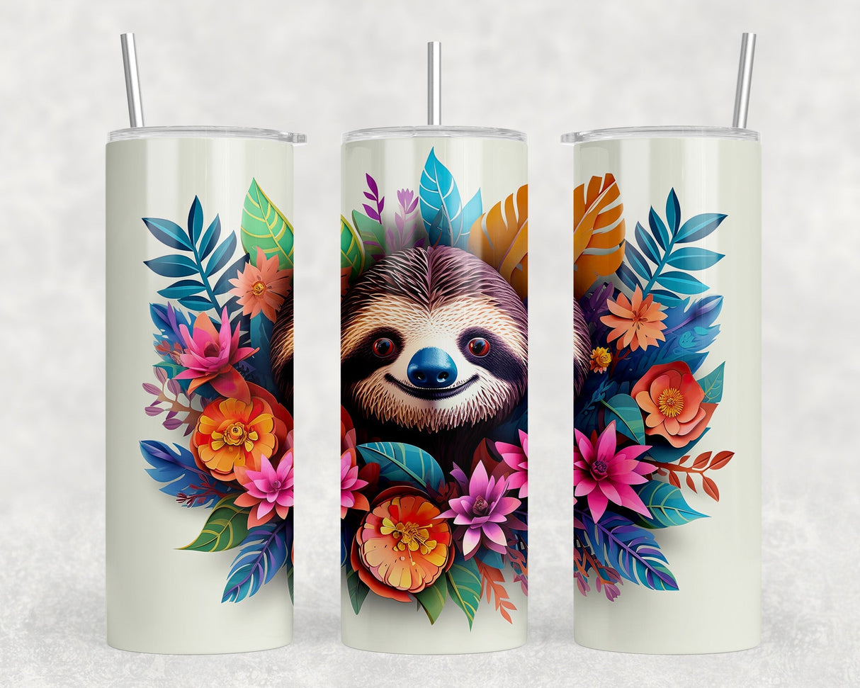 Sloth|Skinny Tumbler|Optional Bluetooth Speaker| Speaker Color Varies by Rowdy Ridge Co