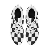 Sneakers for Women, Black and White Plaid Checker Print - Running Shoes by inQue.Style